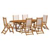 vidaXL Garden Dining Set Wooden brown, Cream Solid Acacia wood, Textilene