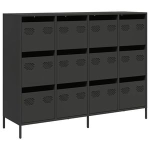 vidaXL Sideboard Black Cold-rolled Steel Large Sideboard Rectangular
