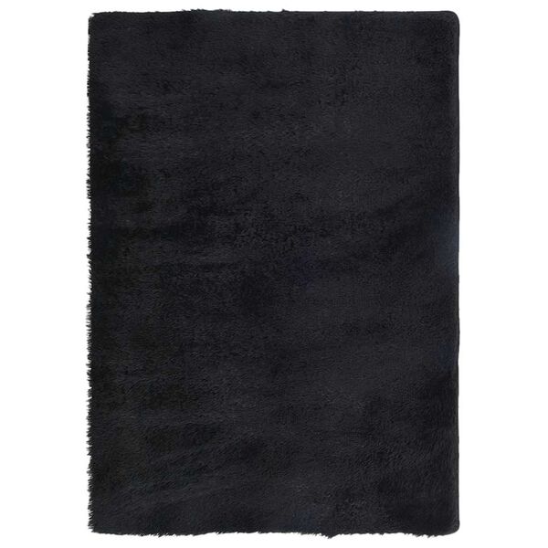 vidaXL Shaggy Rug Black 100% Polyester 47.2 x 67.0 in Foldable
