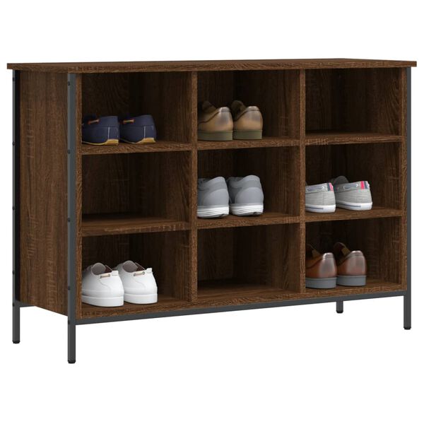 vidaXL Shoe Cabinet Brown Oak Engineered Wood Medium Industrial