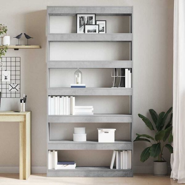 vidaXL Book Cabinet Concrete Grey 39.37 x 11.81 x 77.95 in