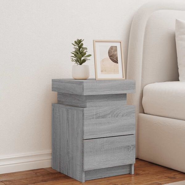 vidaXL Bedside Cabinet Grey Sonoma Engineered wood 13.8x15.4x21.7 in