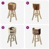vidaXL Bar Stool Natural wood and cow pattern Teak Wood and Goat Leather
