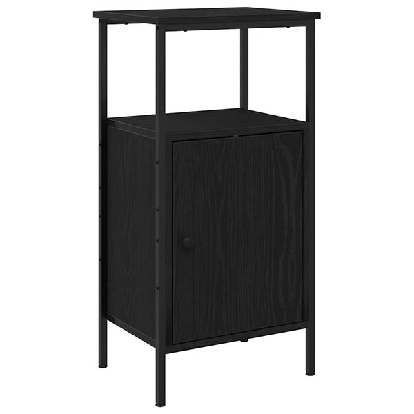 vidaXL Bedside Cabinet Black Oak 16.14 x 12.20 x 31.50 in