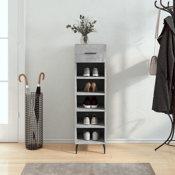 vidaXL Shoe Cabinet Concrete Grey Engineered Wood Compact Shoe Cabinet