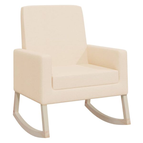 vidaXL Rocking Chair Cream 100% polyester, solid rubber wood, plywood