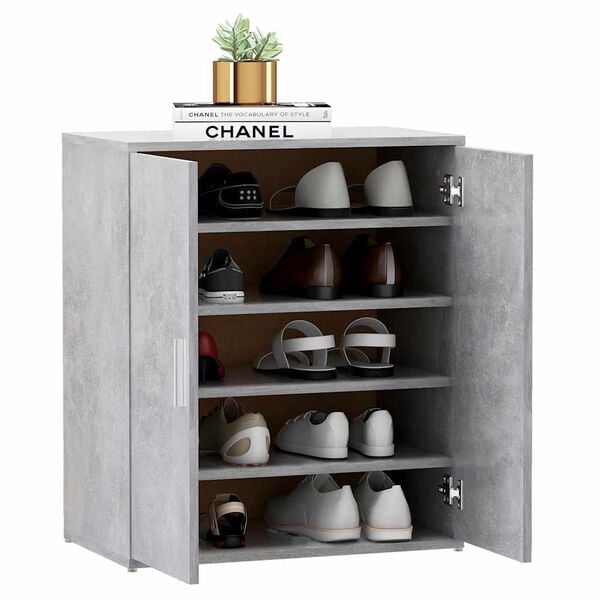 vidaXL Shoe Cabinet Concrete Grey Engineered Wood Medium Shoe Cabinet