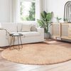 vidaXL Shaggy Rug Beige Polyester 79 in x 79 in Non-slip Rug Round