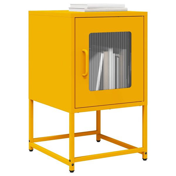 vidaXL Bedside Cabinet Mustard Yellow Cold-rolled Steel Medium
