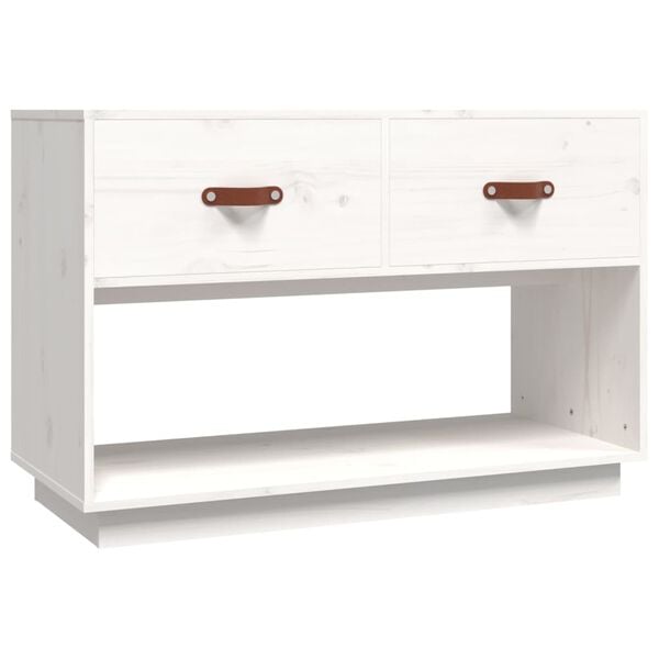 vidaXL TV Cabinet White Solid Pine Wood 35.4x15.7x23.6 in TV Cabinet