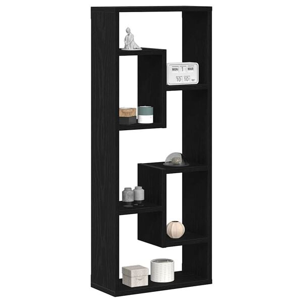 vidaXL Wall Shelf Black Oak 14.2x6.3x35.4" Engineered Wood