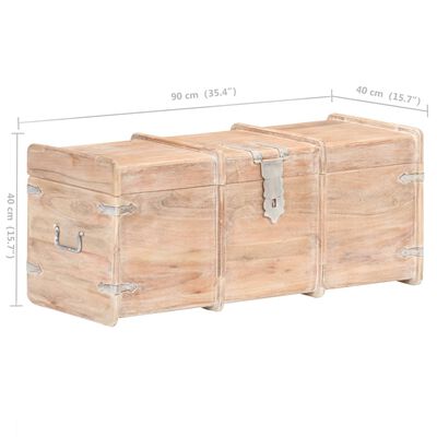 Chest with measurements overlay showing overall length 90 cm and depth 40 cm and height 40 cm