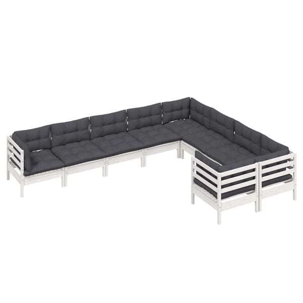 vidaXL Garden Lounge Set White and Anthracite