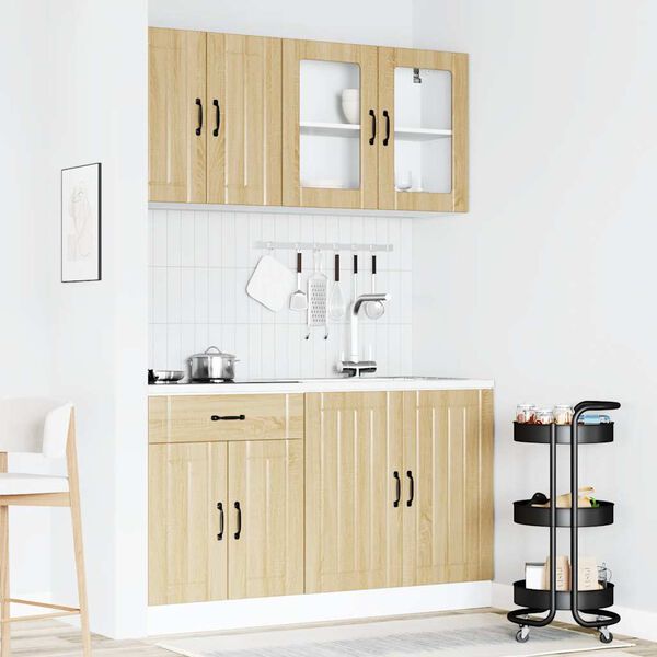 vidaXL Kitchen Cabinet Set Sonoma Oak Engineered wood and glass