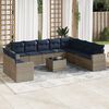 vidaXL 11 Piece Patio Sofa Set with Cushions Gray Poly Rattan