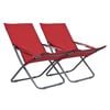 vidaXL Folding Beach Chairs 2 pcs Fabric Red