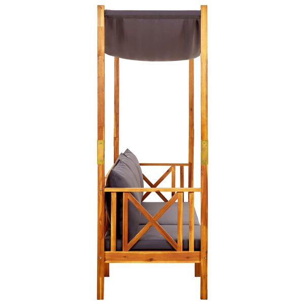 vidaXL Bench Dark Grey and Natural Wood Solid Acacia Wood, Polyester Fabric