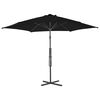 vidaXL Garden Parasol Black Polyester, Powder-Coated Steel Large