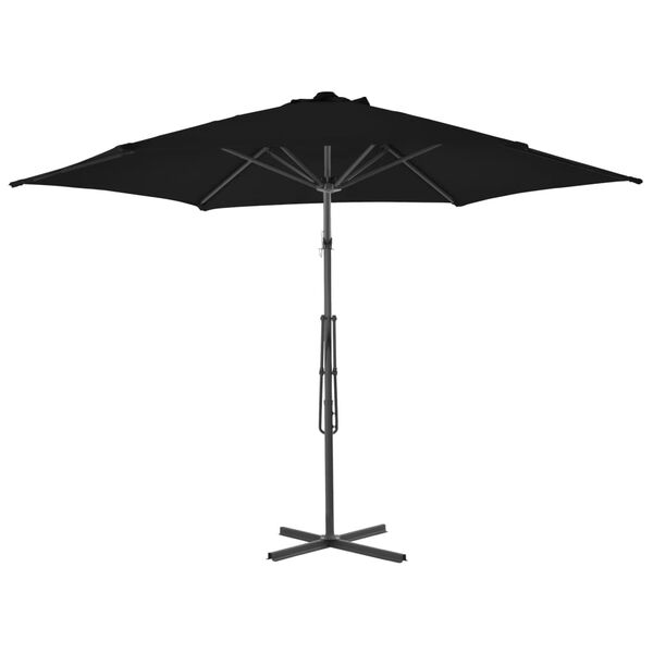 vidaXL Garden Parasol Black Polyester, Powder-Coated Steel Large