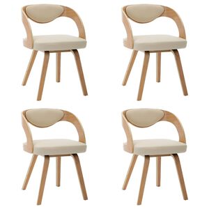 vidaXL Dining Chair Set of 4 Cream and light brown