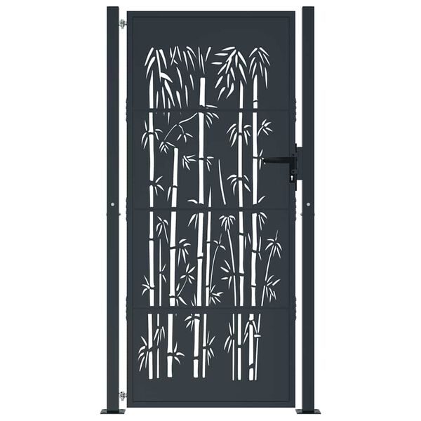 vidaXL Garden Gate Anthracite 39.4x78.7" Steel Bamboo Design