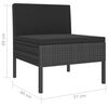 vidaXL Garden Furniture Set Black PE rattan, powder-coated steel, polyester