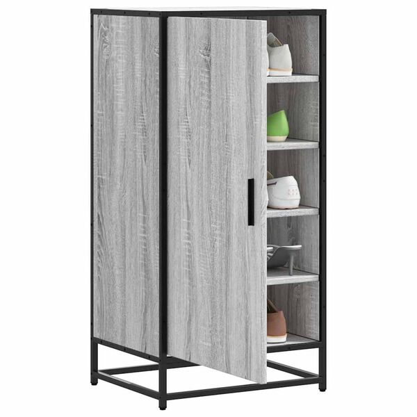 vidaXL Shoe Rack Grey Sonoma Engineered wood, metal Medium