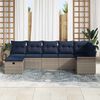 vidaXL Garden Sofa Set with Cushion 7 pcs Grey and Navy Poly Rattan