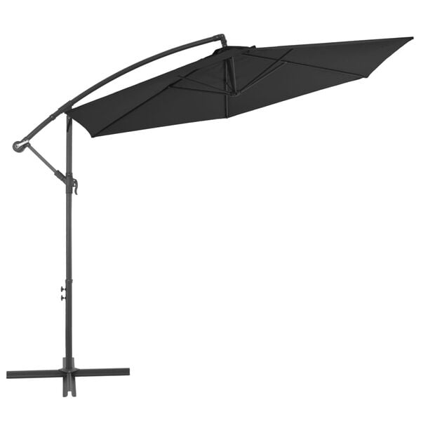 vidaXL Cantilever Garden Parasol Black Polyester, Metal 118.1 in diameter