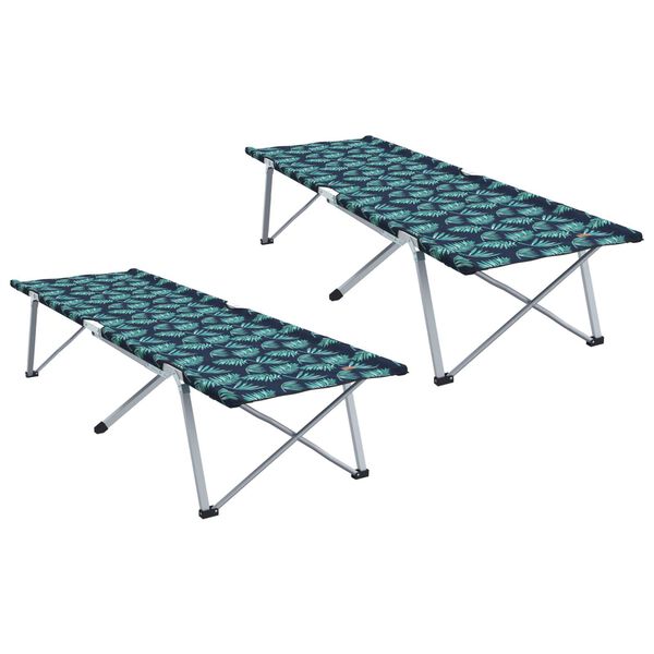 vidaXL Folding Camping Bed Folding 2 pcs Forest 194 x 62.5 x 42.5 cm