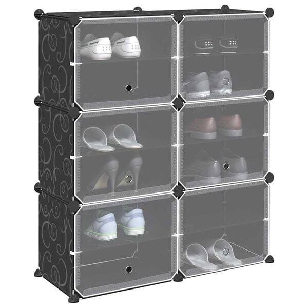 vidaXL Storage Cube Organizer Black Polypropylene 33.3 x 12.4 x 36.8 in