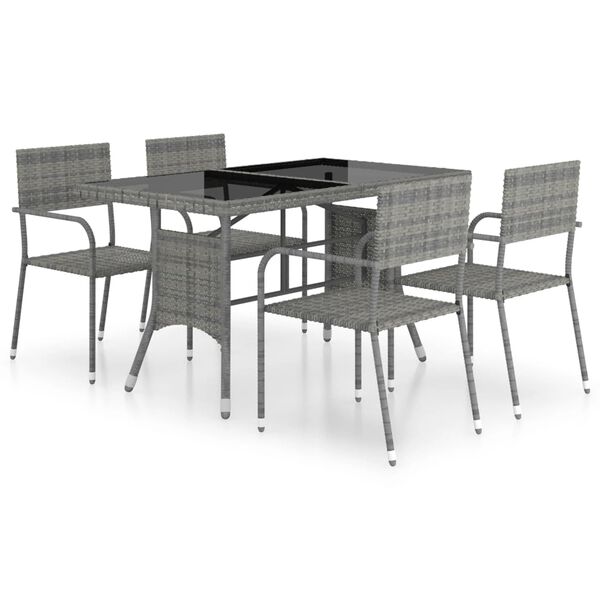 vidaXL Garden Dining Set Anthracite PE rattan Medium Stackable