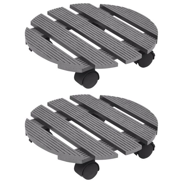 vidaXL Plant Trolleys 2 pcs Gray &Oslash;11.8"x3" WPC