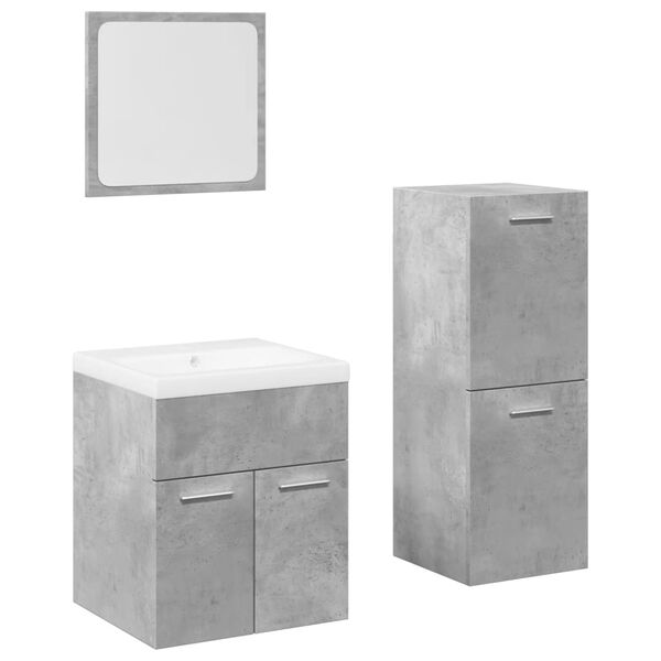 vidaXL Bathroom Furniture Set Concrete grey, White Engineered wood, Ceramic