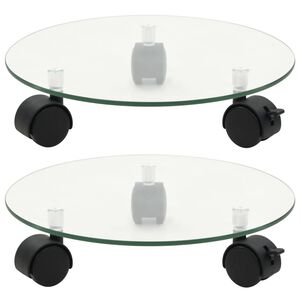 vidaXL Plant Roller Set of 2 Transparent Tempered Glass 11 in Diameter