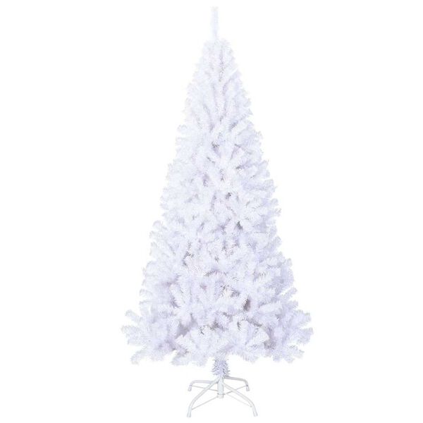 vidaXL Artificial Christmas Tree White PVC and Steel 82.7 in