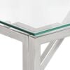 vidaXL Console Table Silver Stainless Steel, Tempered Glass