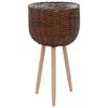 vidaXL Planter Brown Real Rattan, Beech Wood, PE Lining Medium Durable