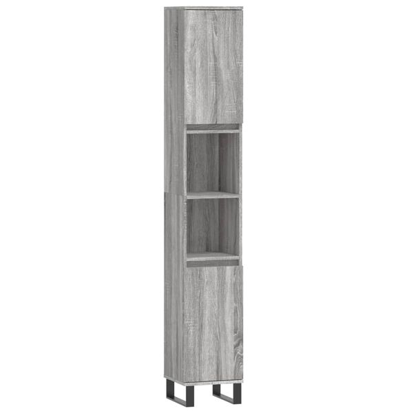 vidaXL Bathroom Cabinet Grey Sonoma 11.8x11.8x74.8" Engineered Wood