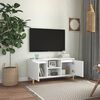 vidaXL TV Cabinet White Engineered Wood, Solid Eucalyptus Wood Medium