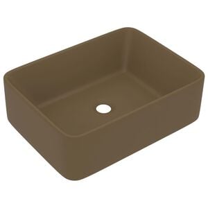 vidaXL Luxury Wash Basin Matt Cream 16.1x11.8x4.7" Ceramic