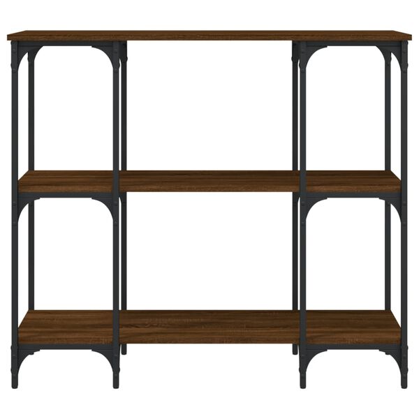 vidaXL Console Table Brown Oak Engineered Wood, Metal Narrow