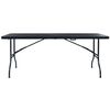vidaXL Folding Camping Table Black HDPE, Powder-coated steel Large