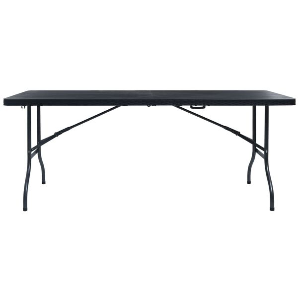 vidaXL Folding Camping Table Black HDPE, Powder-coated steel Large