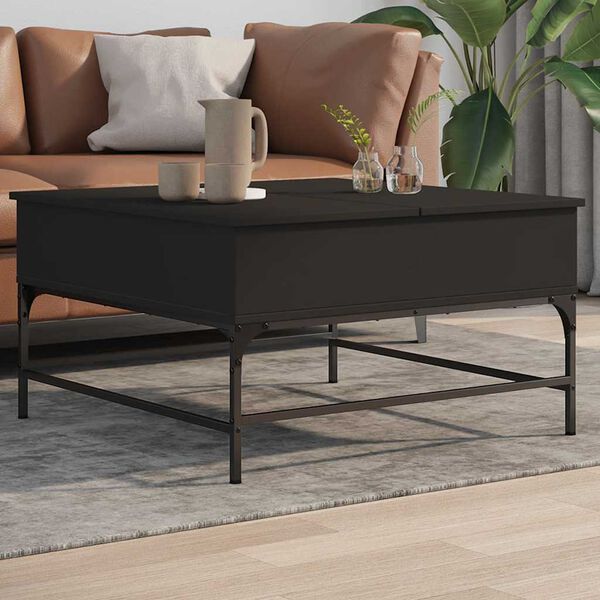 vidaXL Coffee Table Black Engineered wood, metal 31.5 x 31.5 x 17.7 in