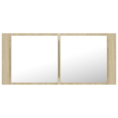 vidaXL LED Bathroom Mirror Cabinet Sonoma Oak 39.4"x4.7"x17.7"