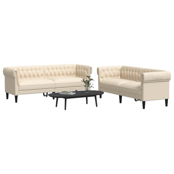 vidaXL Sofa Set Cream 20% linen, 10% cotton, 30% polyester, 40% viscose
