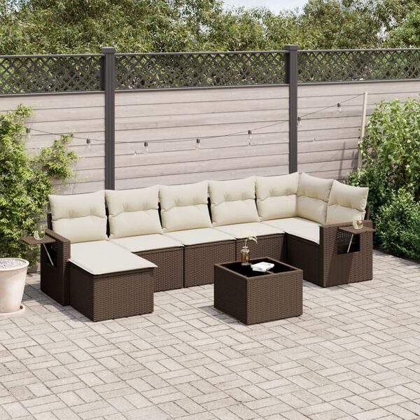 vidaXL Garden Sofa Set Brown PE Rattan 8 Piece Set