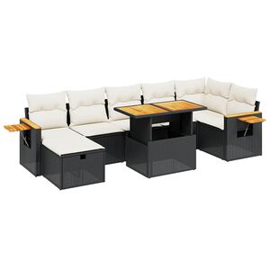 vidaXL Garden Sofa Set Black, Cream White