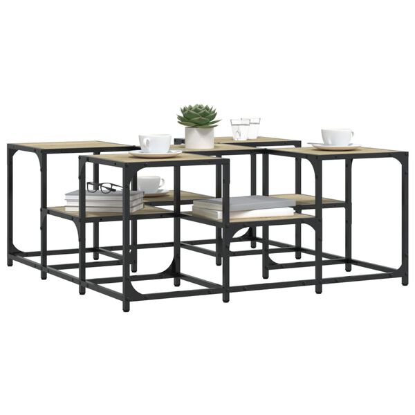 vidaXL Coffee Table Sonoma oak Engineered wood 35.8 in x 35.8 in